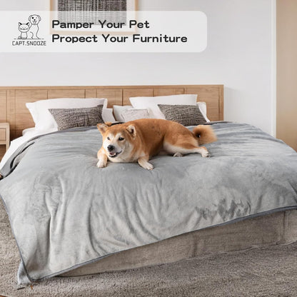Waterproof Dog Blankets Pet Blanket 50"x60", Soft Fluffy Sofa Car Bed Protector, Reversible Sherpa Fleece Dog Blanket for Large Dogs (Dark Grey-Paws)