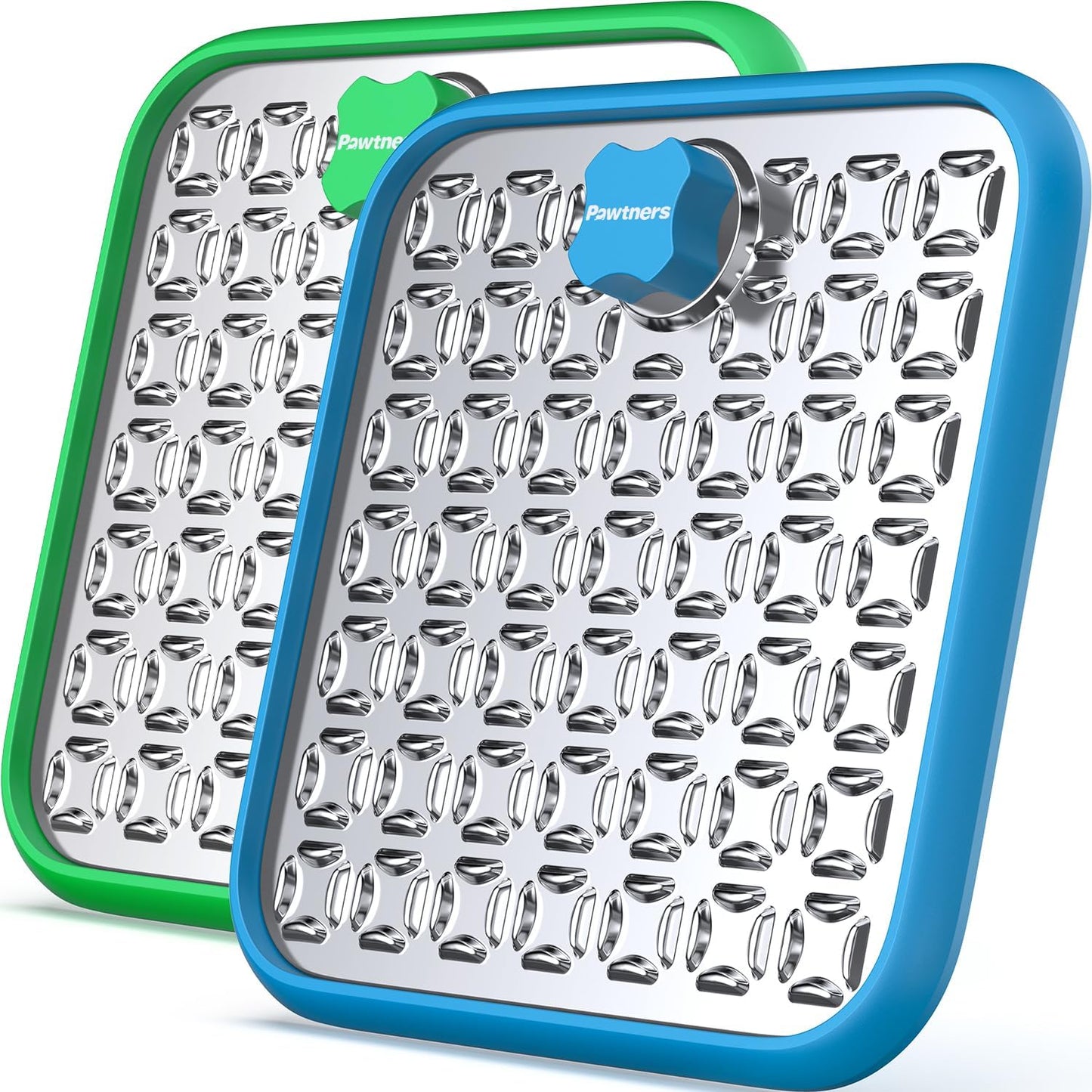 Lick Mat for Dogs & Cats, Stainless Steel Pet Slow Feeder for Crate Boredom & Anxiety Reduce, Cat Licking Pads with Spatula & Scrubbing Brush, Blue