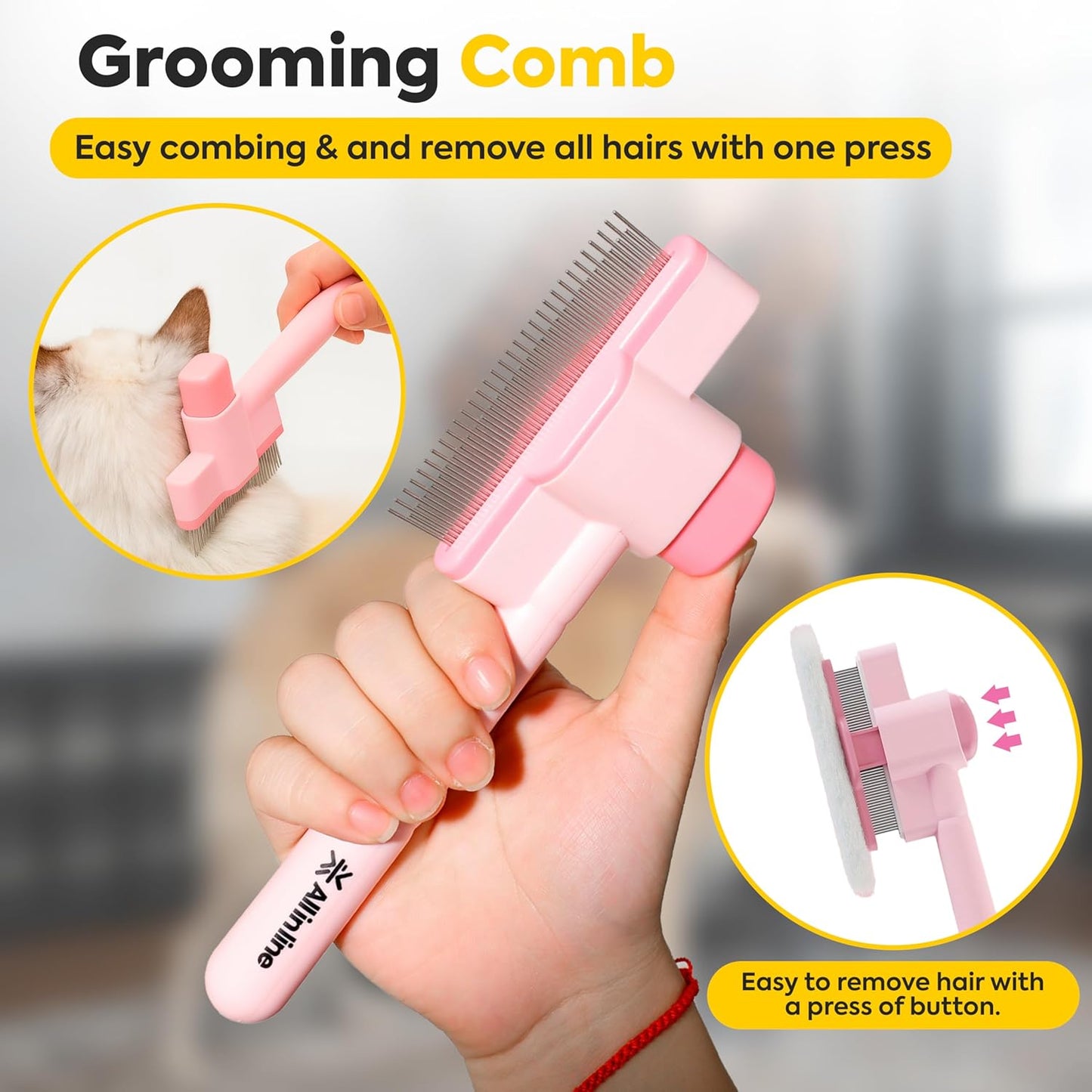 Pet Hair Removal Glove for Dogs & Cats | Upgraded Reusable Electrostatic Grooming Glove with Bonus Shedding Brush & Detangling Comb | Hair Remover for Clothes, Sofa, Carpet, beds, & Car Seats