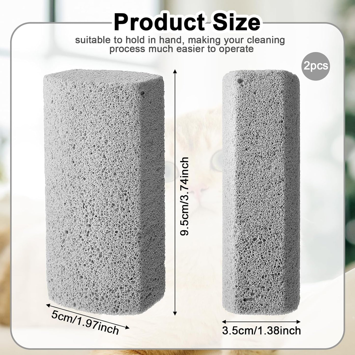 InnoHHustle 2 Pcs Pet Hair Block, Pet Hair Remover Grey Pumice Stone for Dog Cat Fur Removal Cleaning Dog Cat Fur Remover Stone Pets Rocks for Sofa Car Interior Bedding Carpet Couch Furniture
