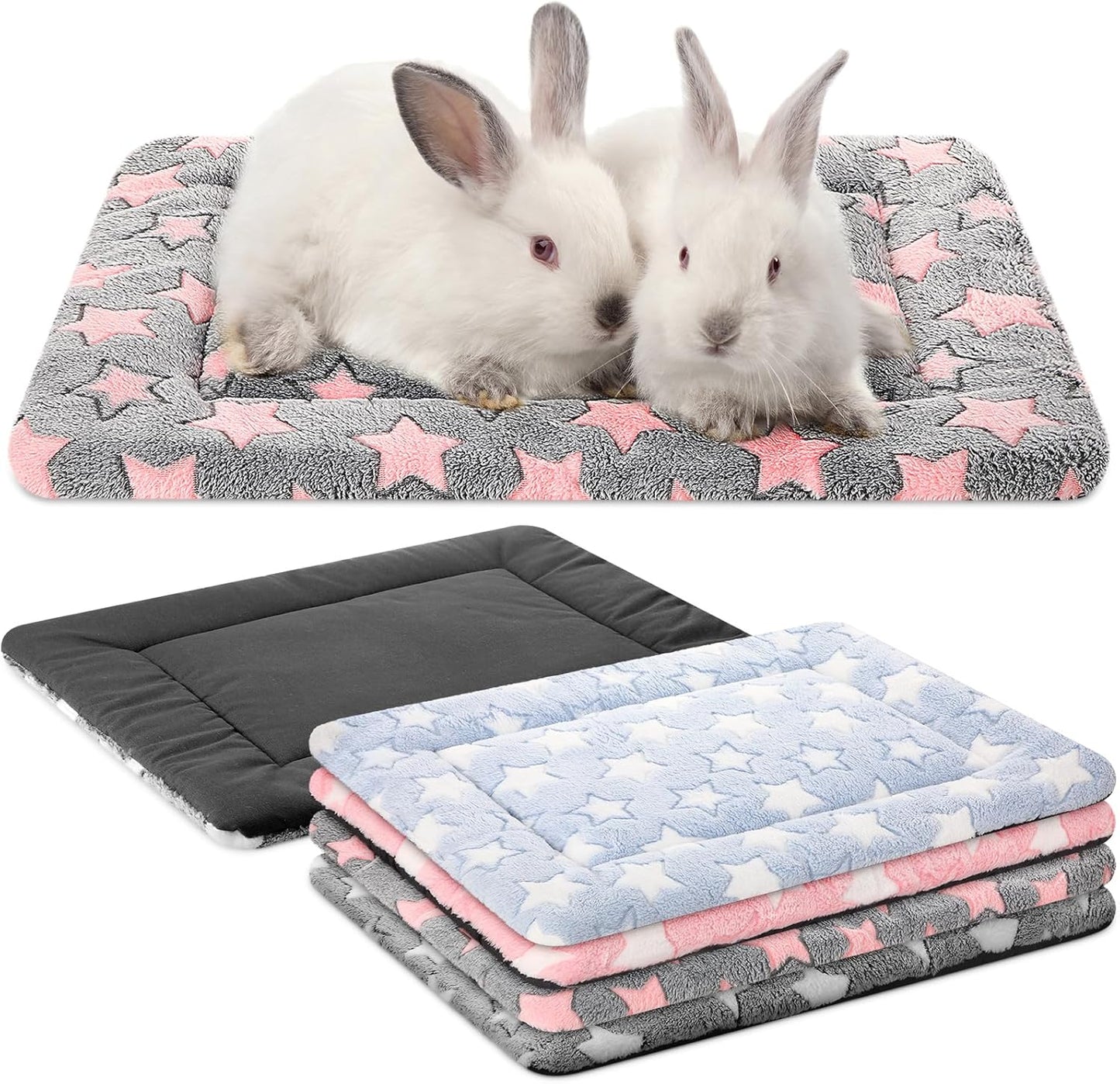 VitalCozy 4 Pcs Dog Crate Pads, Ultra Soft Warm Washable Anti-Slip Kennel Bed Mat for Pets, Reversible, Replaceable, Cage Liner for Small Medium Large Dogs and Cats (18 x 24 x 1.6 Inch,Star,Gray)