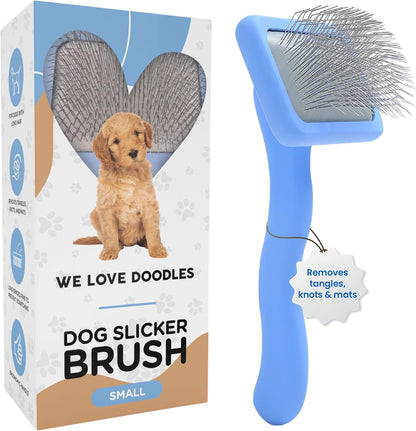 We Love Doodles Large Slicker Brush & Lavender Detangler Spray Pack - for Long-Haired Dogs, Dog Leave-In Conditioner for Reducing Mats, Knots & Tangles, Dematting & Conditioning Kit, 16 oz