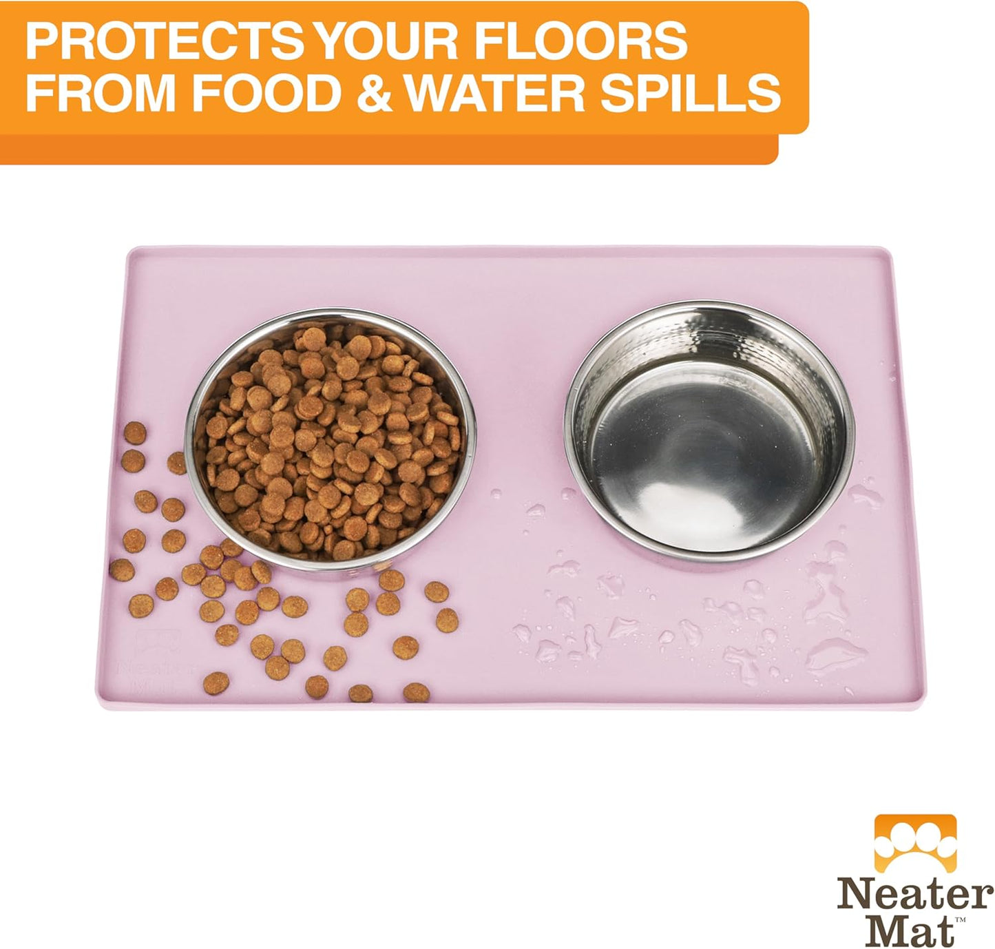 Neater Pet Brands Neater Mat Cat & Dog Food Mat, Waterproof & BPA-Free Silicone Placemat with Raised Edge for Under Food and Water Bowls, 19" x 12", Gunmetal Grey