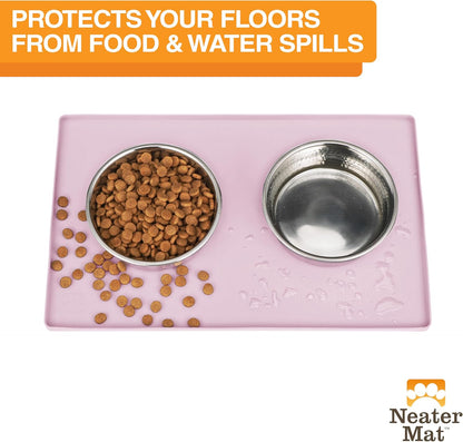 Neater Pet Brands Neater Mat Cat & Dog Food Mat, Waterproof & BPA-Free Silicone Placemat with Raised Edge for Under Food and Water Bowls, 19" x 12", Gunmetal Grey