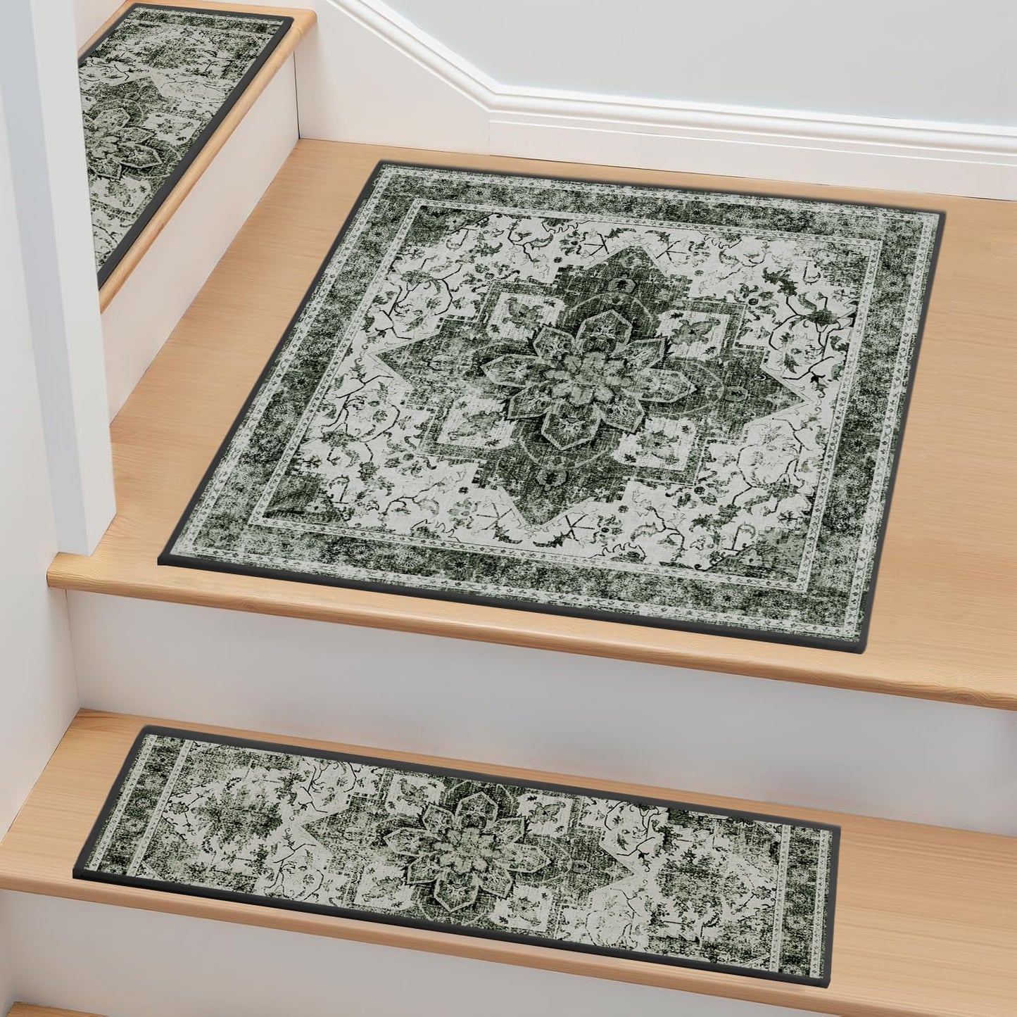 Non-Slip Stair Treads for Wooden Steps 15pcs,8"x30" Stair Carpet Treads for Indoor Use,Peel and Stick Stair Runners,Washable Reusable Adhesive Backing,Pet-Friendly Stair Capet for Kids,Elders,Dogs