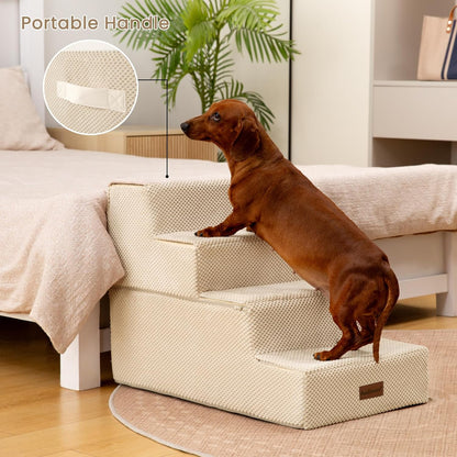 Aodisman Dog Stairs for Small Dogs, 3-Step Non-Slip Pet Stairs for Couch Sofa and Chair, Dog Bed Stairs for Puppy, Older Cat,Grey,13.6" H
