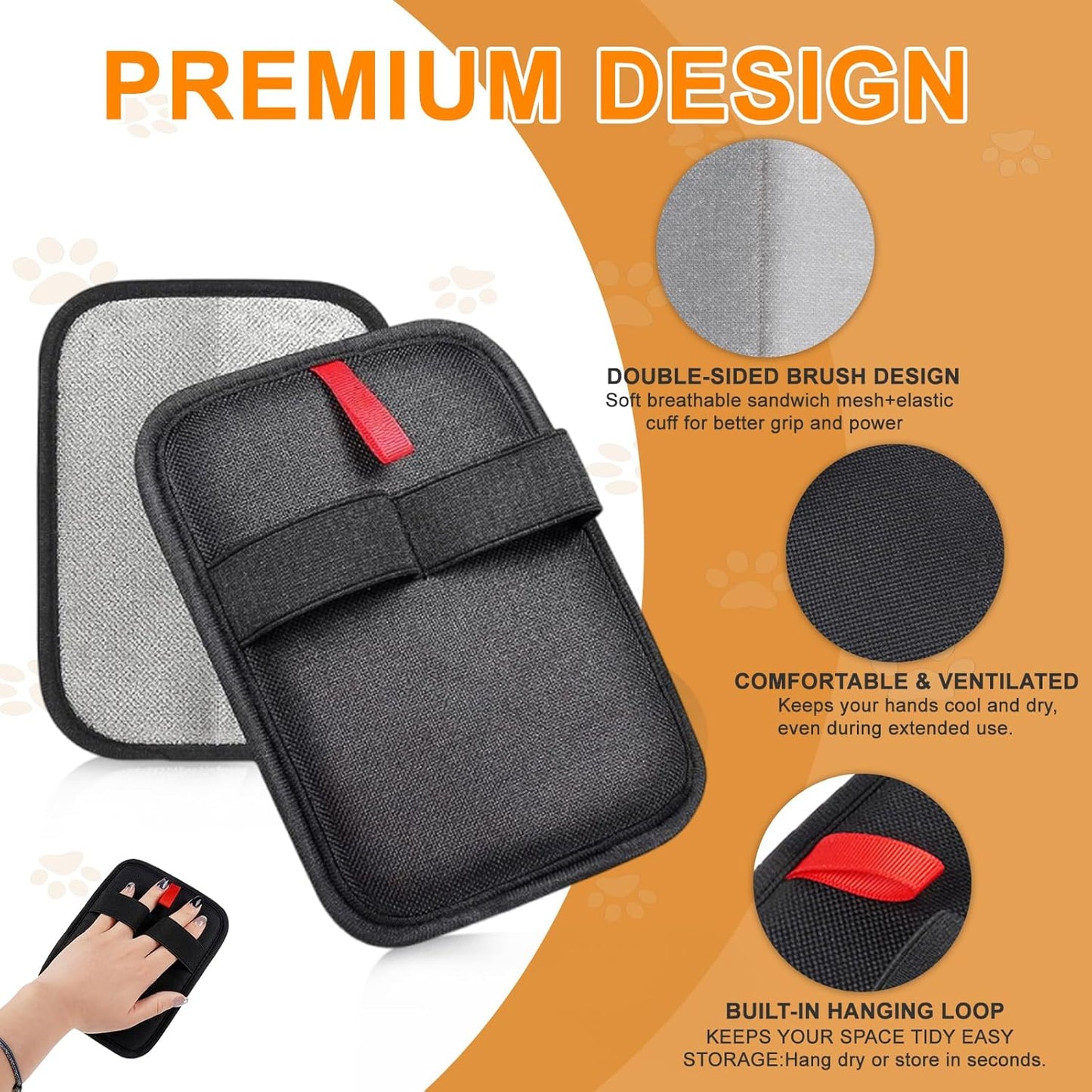 Pet Hair Removal Glove,Reusable Electrostatic Pet Hair Remover Glove,Washable Grooming Tool for Cats, Dogs, Furniture, Car Seats, & Carpets(2 Piece)