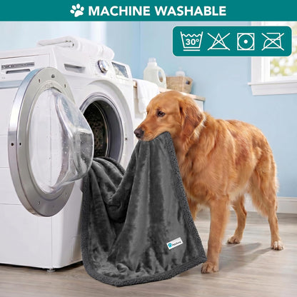 PetAmi Dog Blanket for Medium Large Dogs, Pet Bed Blanket Cat Puppy Kitten, Fleece Furniture Couch Cover Protector Sofa Car, Soft Sherpa Dog Throw Plush Reversible Washable, 40x60 Plaid Dark Gray