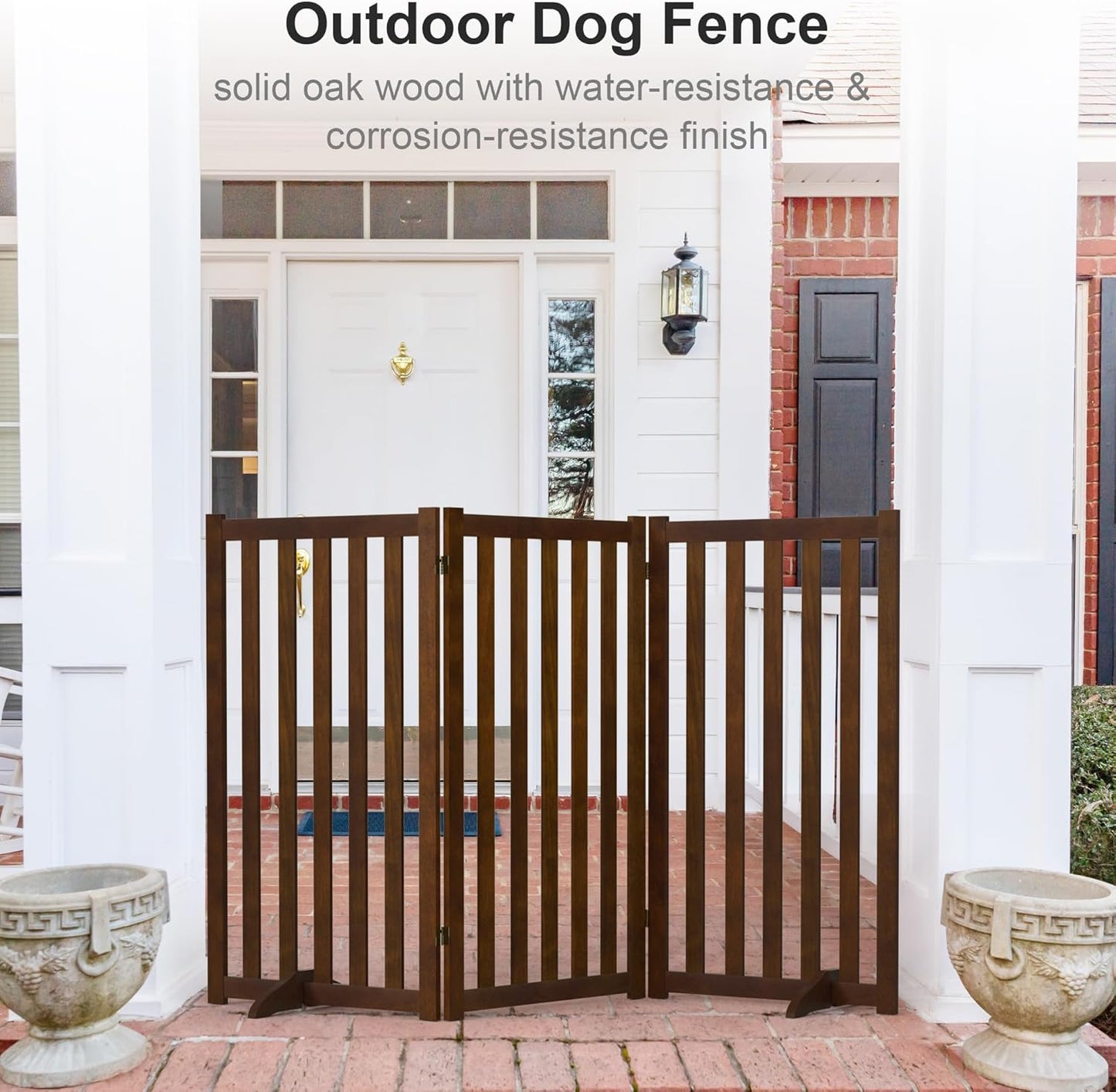 36" Height Extra Tall Freestanding Pet Gate, Solid Wood Folding Safety Fence Wooden Dog Gate with 2 PCs Support Feet Ideal for Stairs, Doorways, Halls, Kitchens, Heavy Duty Gates, 3 Panels, Oak