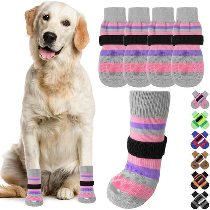 KOOLTAIL Dog Socks Shoes for Hot Pavement to Prevent Licking Paws, Winter Dog Boots&Paw Protector for Hardwood Floors Anti Slip,Traction Control Grip Booties for Small Medium Large Senior Dogs,Black M