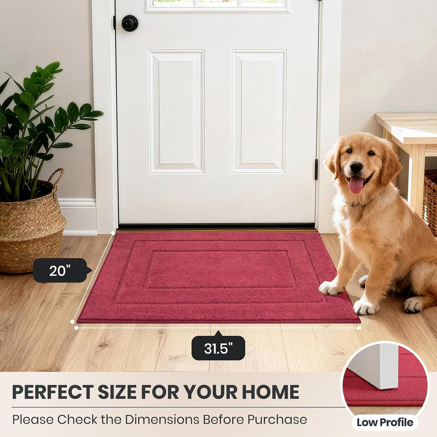 PURRUGS Dirt Trapping Door Mat 32" x 47", Non-Slip/Skid Machine Washable Entryway Rug, Dog Doormat, Super Absorbent Welcome Mat for Muddy Wet Shoes and Paws, Grayish Brown