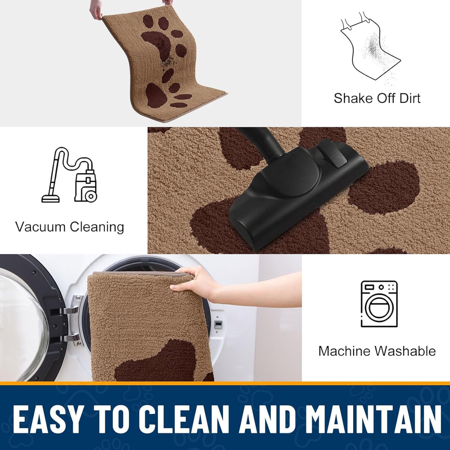Smiry Dog Door Mat for Muddy Paws, Absorbs Moisture and Dirt, Low-Profile Entryway Mat with Non-Slip Backing, Entry Indoor Outdoor Doormat for Inside Floor (30x20 Inches, Grey, Striped)