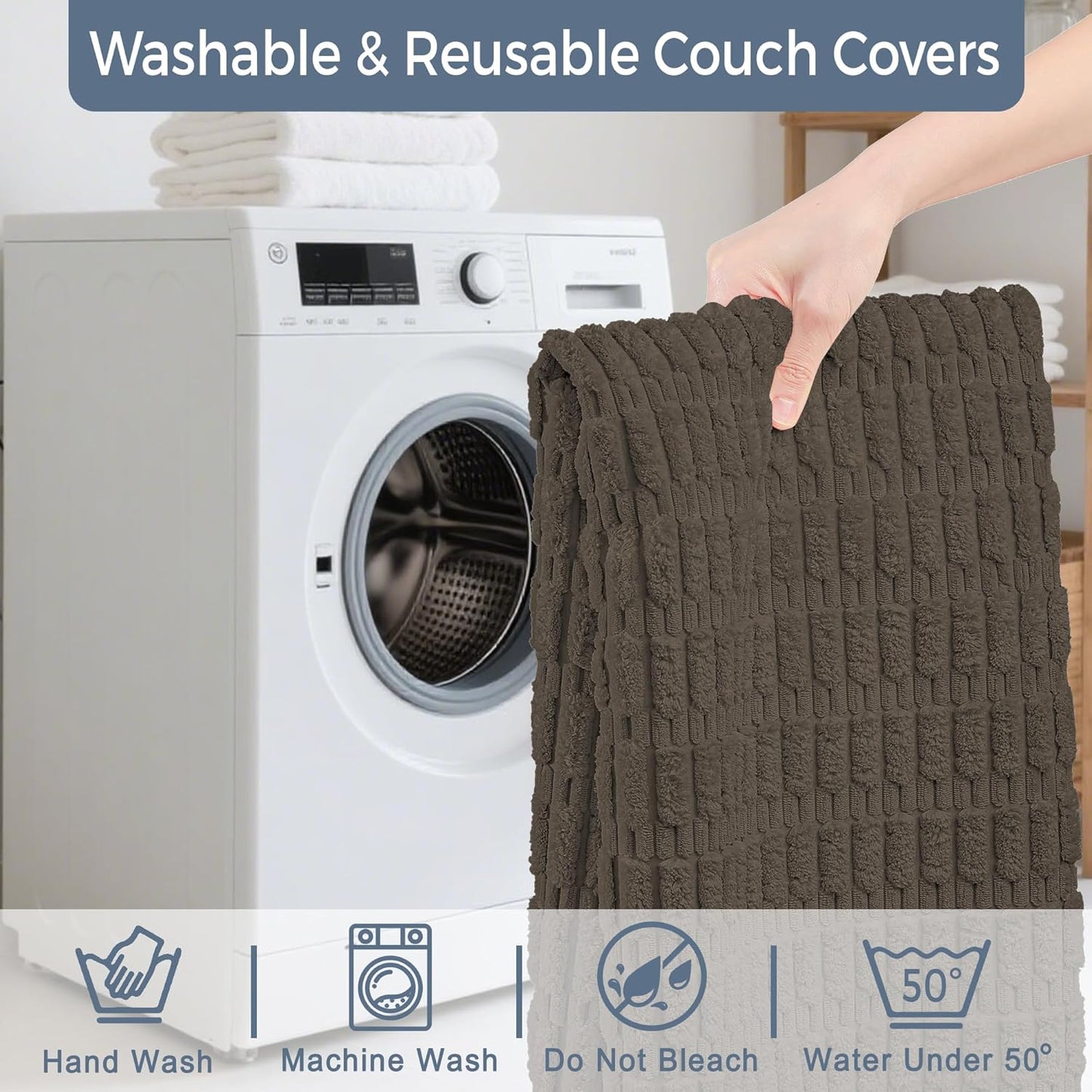 Waterproof Couch Cover for Dogs Washable, Non Slip Back Sectional Sofa Covers for 3 Cushion Couch Pet Friendly, Soft Dog Bed Cover. (Coffee, 30" x 53")
