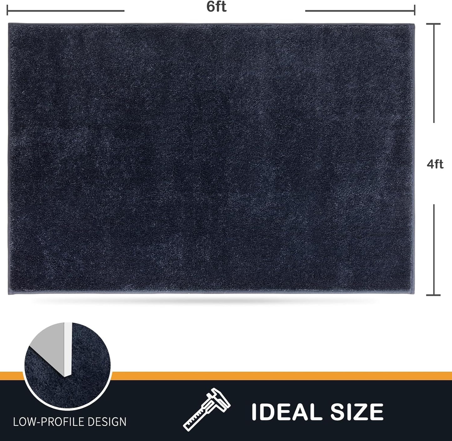 PURRUGS Dirt Trapping Door Mat 20" x 31.5", Non-Slip Machine Washable Entryway Rug, Dog Doormat, Indoor Front Door Mat, Super Absorbent Entry Rug for Muddy Shoes & Paws, Bluish Grey-Black