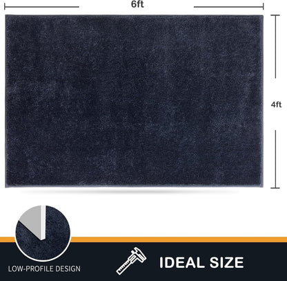 PURRUGS Dirt Trapping Door Mat 20" x 31.5", Non-Slip Machine Washable Entryway Rug, Dog Doormat, Indoor Front Door Mat, Super Absorbent Entry Rug for Muddy Shoes & Paws, Bluish Grey-Black