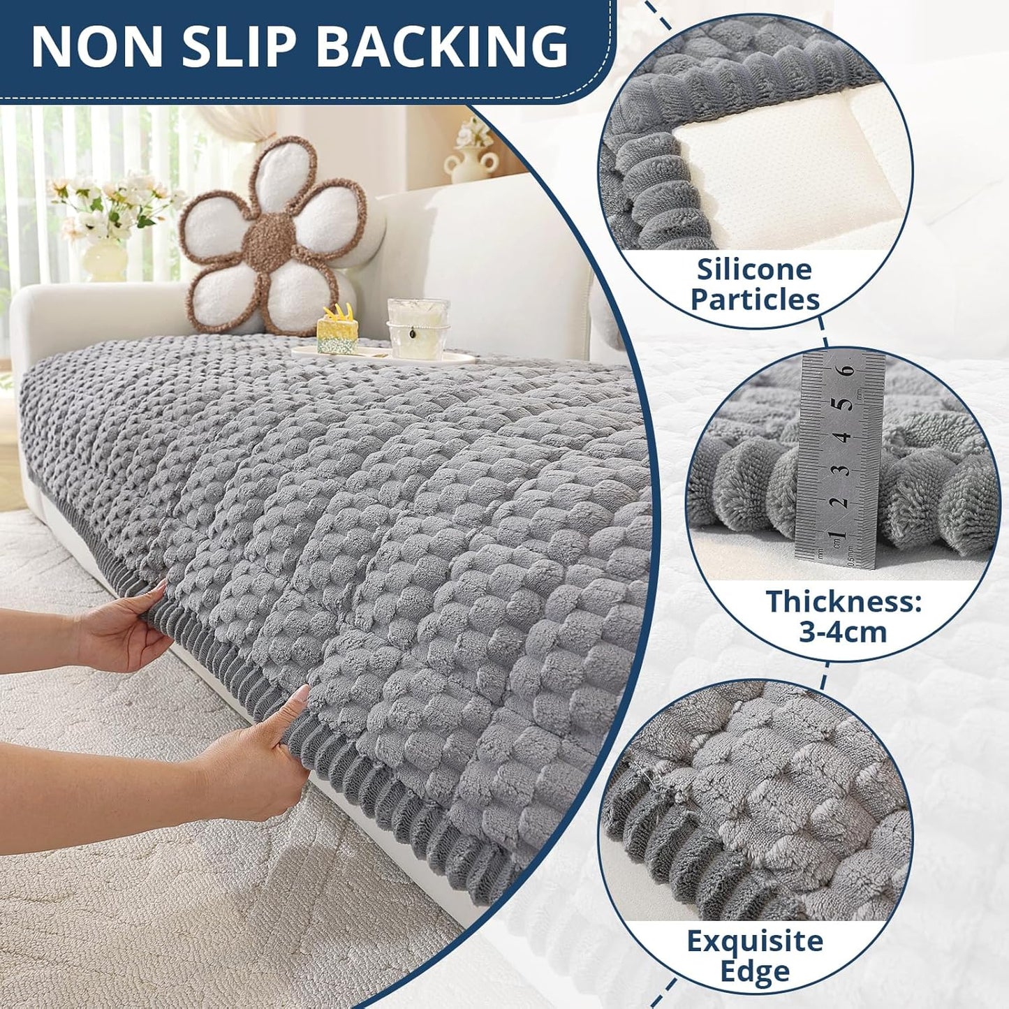 OstepDecor Couch Cover for Dogs, Washable Non Slip Sofa Cover for Pets, Soft Couch Covers for Sofa, Loveseat and Sectional, Furniture Protector Against Pet Hair & Scratches (27.6" x 27.6", Khaki)