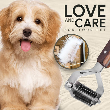 Flamia & Jabz Undercoat Rake for Dogs & Cats, Dematting Grooming Stripper Tool (14 Blades)