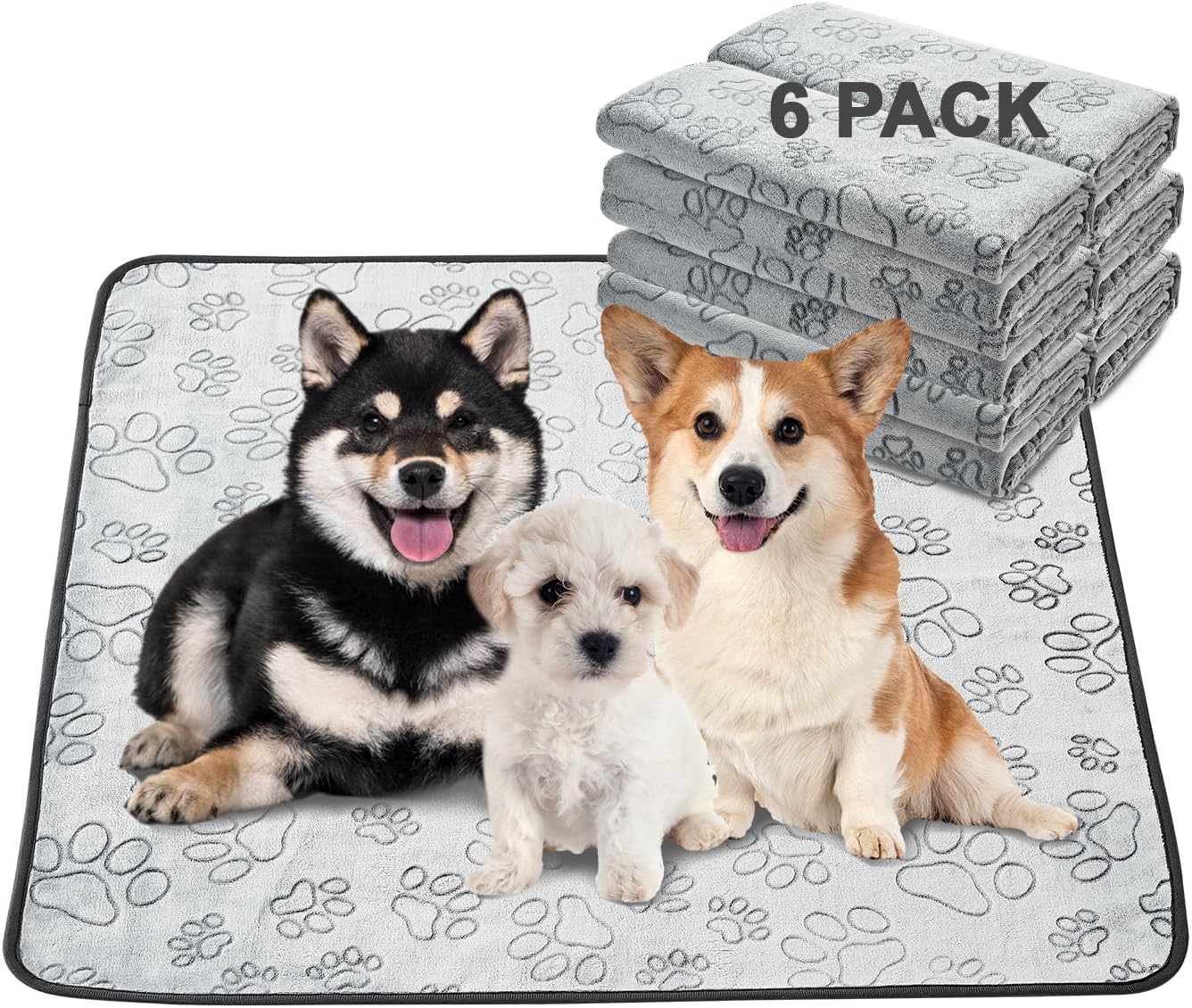 Qeils Reusable Puppy Pads, 2 Pack Washable Pee Pads for Dogs, Waterproof Non Slip Wee Wee pad, Absorbent and Leakproof Training Mats for Potty, Crate, Playpen, Bed, Sofa, 18"x 24"