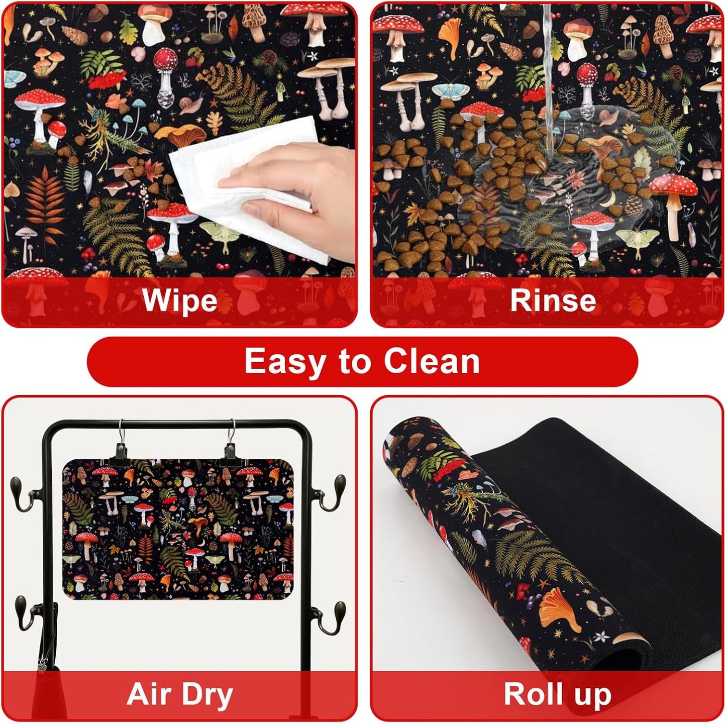 Dog Food Mats for Floors Waterproof Mat for Cat Food and Water Bowls - Absorbent Quick Dry Non Slip Mat for Pet Feeding