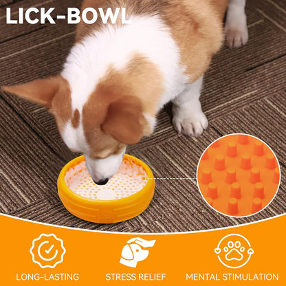 Dog Lick Bowl, Animire Freeze Lick Mat for Dogs, Non-Slip Slow Feeder Licking Bowl Enrichment Treat for Distraction Anxiety Relief, Food Grade Silicone, Dishwasher Safe(Pastel Purple,S)