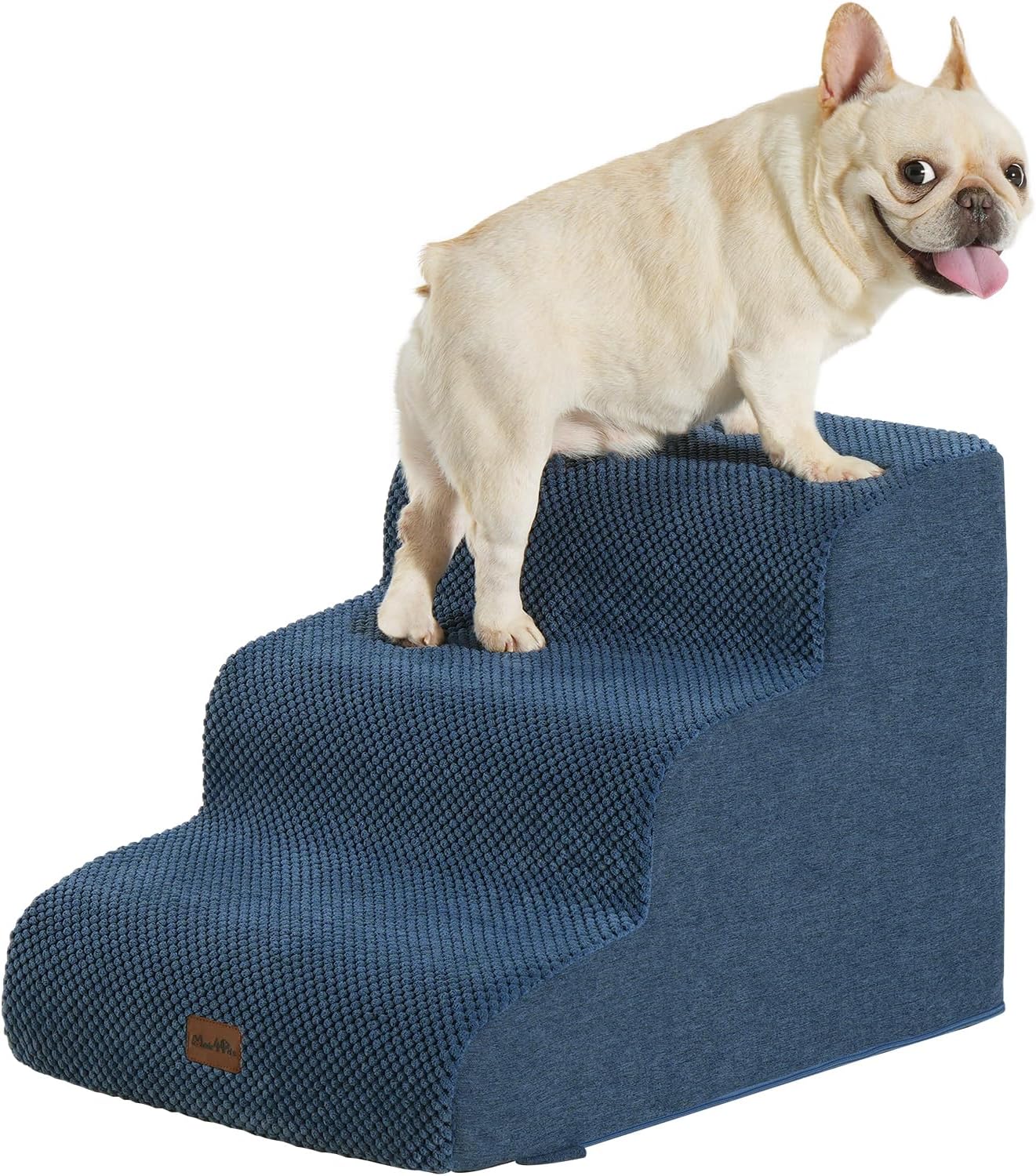Made4Pets Dog Stairs Ramp for Small Dogs 15.7" H, 3-Step Dog Steps for Bed Couch Sofa and Chair, 35D Foam Pet Steps for Small Dogs and Cats, Non-Slip Bottom Pet Stairs, Grey