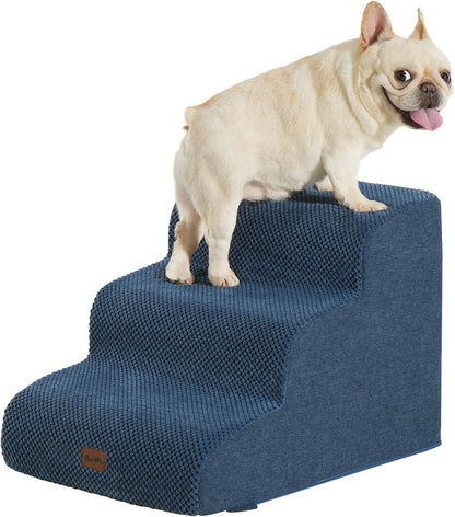 Made4Pets Dog Stairs Ramp for Small Dogs 15.7" H, 3-Step Dog Steps for Bed Couch Sofa and Chair, 35D Foam Pet Steps for Small Dogs and Cats, Non-Slip Bottom Pet Stairs, Grey