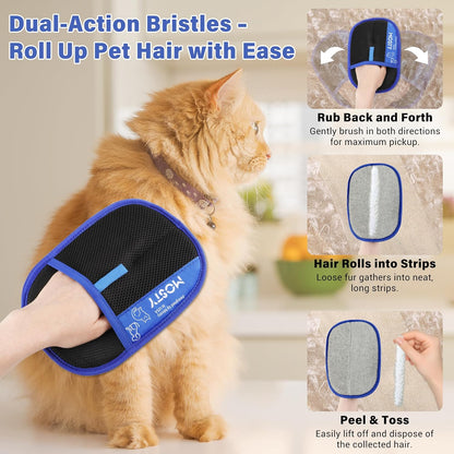 MOSTY Pet Hair Removal Glove | Reusable Cat & Dog Furaway Magic Glove for Sofa, Furniture, Couch, Carpet, Laundry, Car Seat | Double Sided Pet Deshedding Glove | Quick Cleaning Fur Remover Tool 1PCS