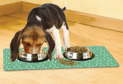 Drymate Pet Bowl Placemat, Dog & Cat Food Feeding Mat - Absorbent Fabric, Waterproof Backing, Slip-Resistant - Machine Washable/Durable (USA Made) (12” x 20”) (Indigo)