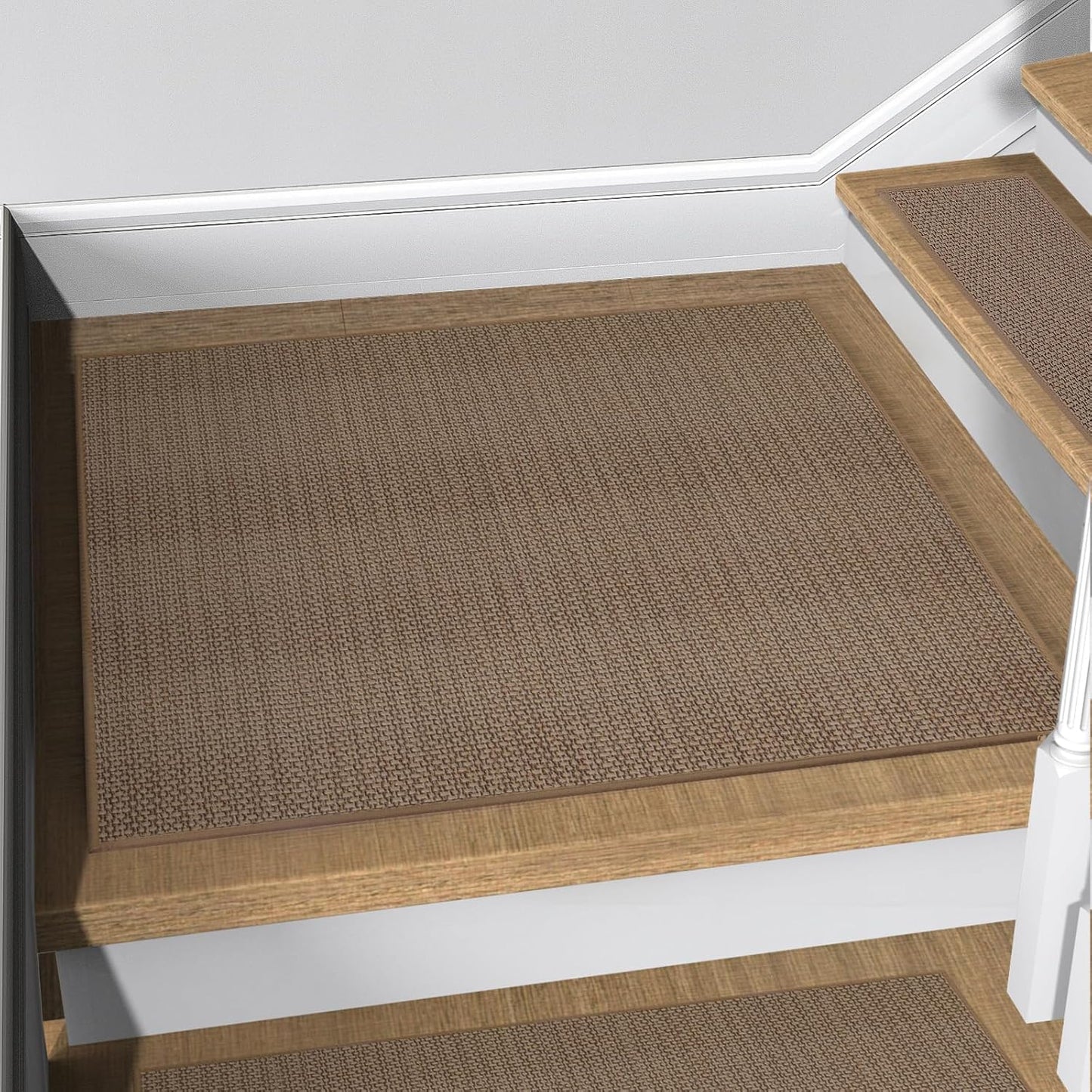 FlowaFoli Stair Treads for Wooden Steps Indoor,8" X 30" (15 in Pack) Stair Treads Non Slip, Machine Washable for Kids Elders and Pets,Beige