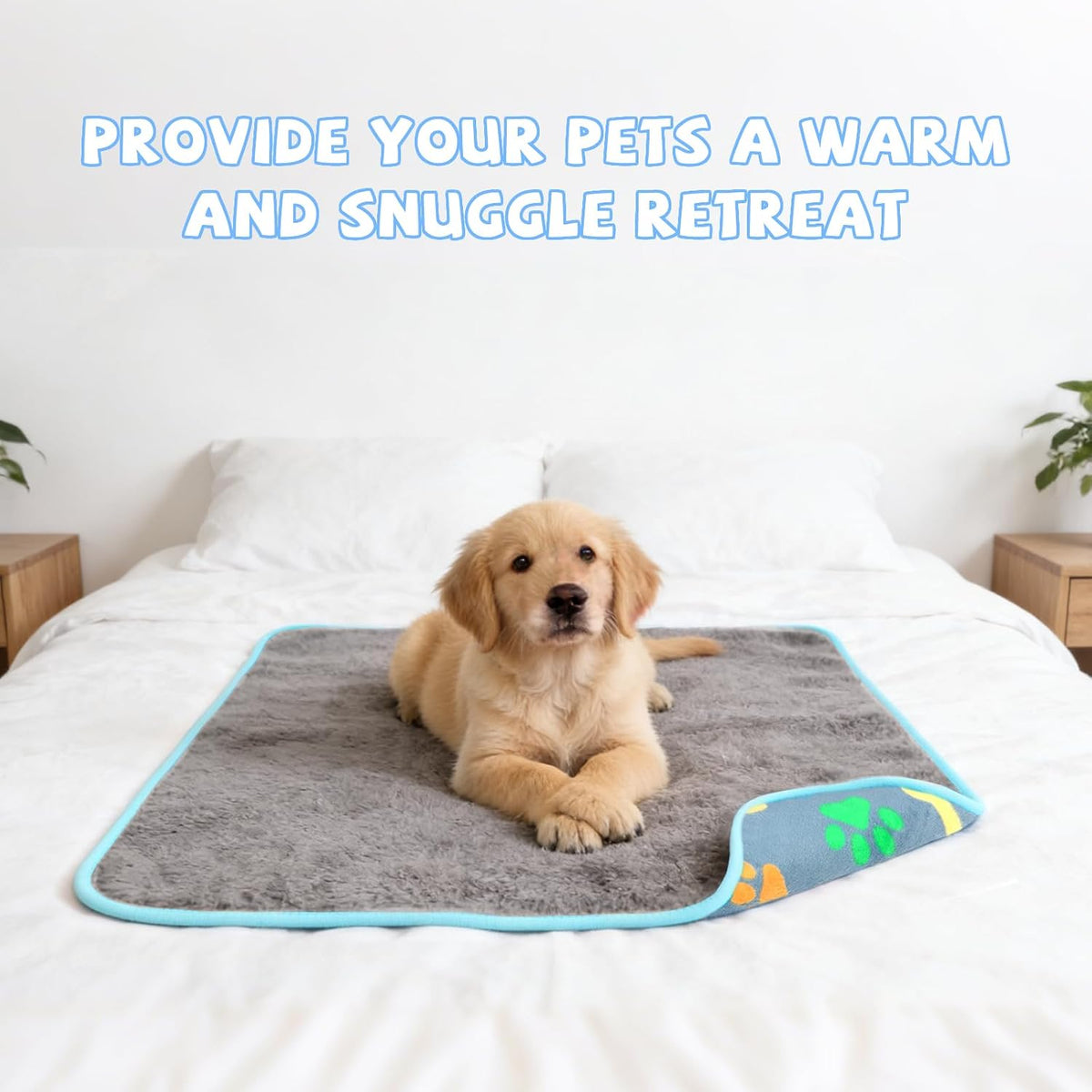 Waterproof Dog Blankets, Washable Reversible Throw 40 x 30 in | White and Coffee Pair, Soft Fleece with Mylar Layer, Machine Washable, Bed Sofa and Car Protection, Medium and Large Dogs