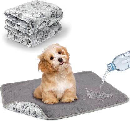 Waterproof Dog Blankets, Washable Reversible Throw 40 x 30 in | White and Coffee Pair, Soft Fleece with Mylar Layer, Machine Washable, Bed Sofa and Car Protection, Medium and Large Dogs