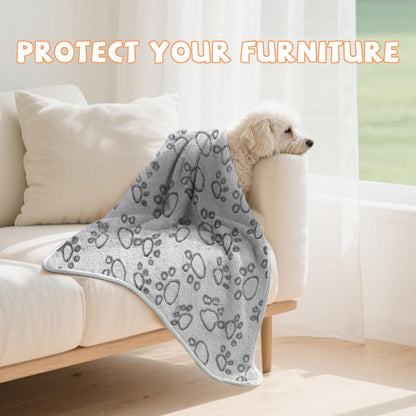 Waterproof Dog Blankets, Washable Reversible Throw 40 x 30 in | White and Coffee Pair, Soft Fleece with Mylar Layer, Machine Washable, Bed Sofa and Car Protection, Medium and Large Dogs