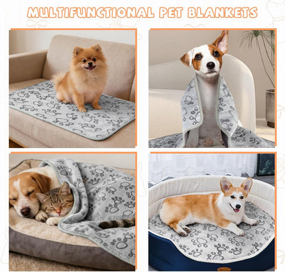 Waterproof Dog Blankets, Washable Reversible Throw 40 x 30 in | White and Coffee Pair, Soft Fleece with Mylar Layer, Machine Washable, Bed Sofa and Car Protection, Medium and Large Dogs