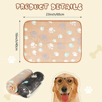 Waterproof Dog Blankets, Washable Reversible Throw 40 x 30 in | White and Coffee Pair, Soft Fleece with Mylar Layer, Machine Washable, Bed Sofa and Car Protection, Medium and Large Dogs