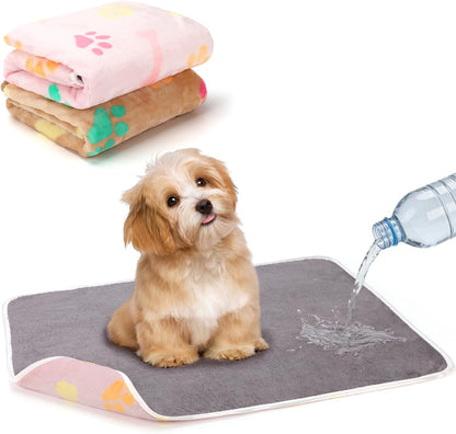 Waterproof Dog Blankets, Washable Reversible Throw 40 x 30 in | White and Coffee Pair, Soft Fleece with Mylar Layer, Machine Washable, Bed Sofa and Car Protection, Medium and Large Dogs
