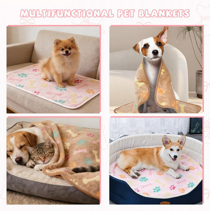 Waterproof Dog Blankets, Washable Reversible Throw 40 x 30 in | White and Coffee Pair, Soft Fleece with Mylar Layer, Machine Washable, Bed Sofa and Car Protection, Medium and Large Dogs