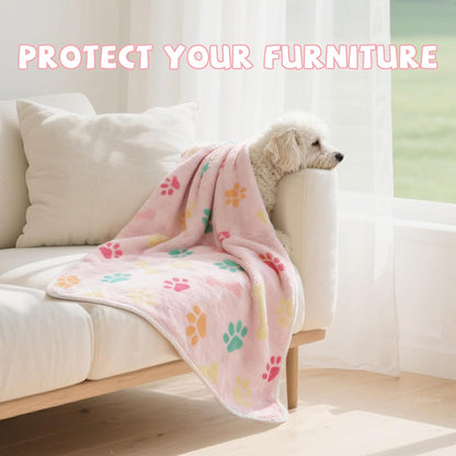 Waterproof Dog Blankets, Washable Reversible Throw 40 x 30 in | White and Coffee Pair, Soft Fleece with Mylar Layer, Machine Washable, Bed Sofa and Car Protection, Medium and Large Dogs