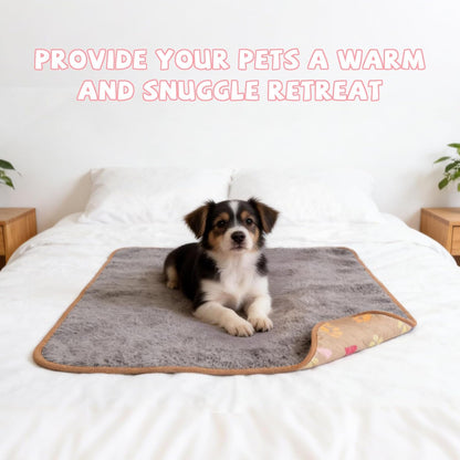 Waterproof Dog Blankets, Washable Reversible Throw 40 x 30 in | White and Coffee Pair, Soft Fleece with Mylar Layer, Machine Washable, Bed Sofa and Car Protection, Medium and Large Dogs