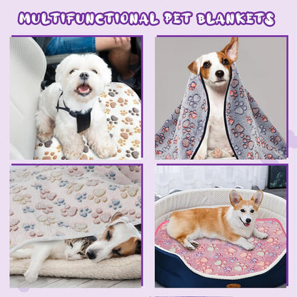 Waterproof Dog Blankets, Washable Reversible Throw 40 x 30 in | White and Coffee Pair, Soft Fleece with Mylar Layer, Machine Washable, Bed Sofa and Car Protection, Medium and Large Dogs