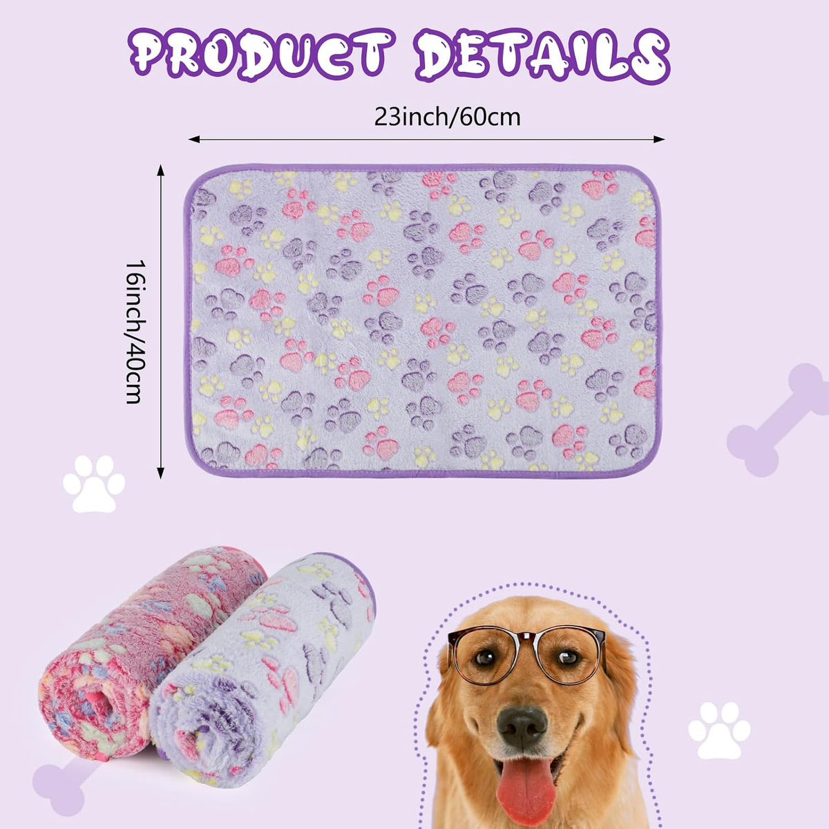 Waterproof Dog Blankets, Washable Reversible Throw 40 x 30 in | White and Coffee Pair, Soft Fleece with Mylar Layer, Machine Washable, Bed Sofa and Car Protection, Medium and Large Dogs