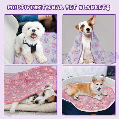 Waterproof Dog Blankets, Washable Reversible Throw 40 x 30 in | White and Coffee Pair, Soft Fleece with Mylar Layer, Machine Washable, Bed Sofa and Car Protection, Medium and Large Dogs