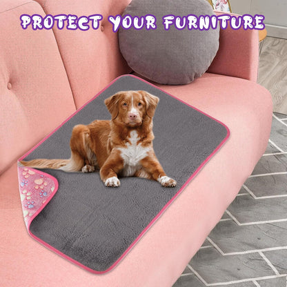 Waterproof Dog Blankets, Washable Reversible Throw 40 x 30 in | White and Coffee Pair, Soft Fleece with Mylar Layer, Machine Washable, Bed Sofa and Car Protection, Medium and Large Dogs