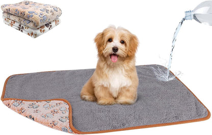 Waterproof Dog Blankets, Washable Reversible Throw 40 x 30 in | White and Coffee Pair, Soft Fleece with Mylar Layer, Machine Washable, Bed Sofa and Car Protection, Medium and Large Dogs