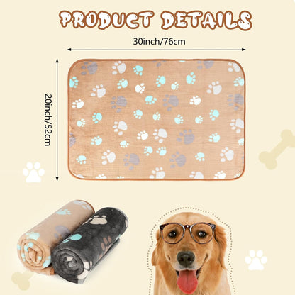 Waterproof Dog Blankets, Washable Reversible Throw 40 x 30 in | White and Coffee Pair, Soft Fleece with Mylar Layer, Machine Washable, Bed Sofa and Car Protection, Medium and Large Dogs