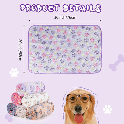 Waterproof Dog Blankets, Washable Reversible Throw 40 x 30 in | White and Coffee Pair, Soft Fleece with Mylar Layer, Machine Washable, Bed Sofa and Car Protection, Medium and Large Dogs