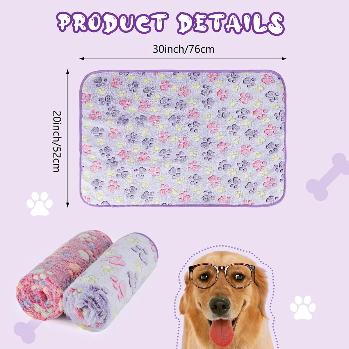 Waterproof Dog Blankets, Washable Reversible Throw 40 x 30 in | White and Coffee Pair, Soft Fleece with Mylar Layer, Machine Washable, Bed Sofa and Car Protection, Medium and Large Dogs