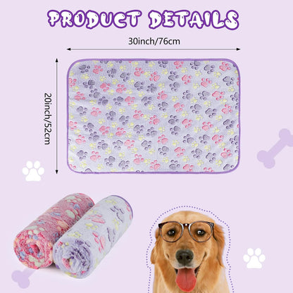 Waterproof Dog Blankets, Washable Reversible Throw 40 x 30 in | White and Coffee Pair, Soft Fleece with Mylar Layer, Machine Washable, Bed Sofa and Car Protection, Medium and Large Dogs