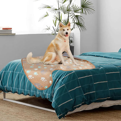 Waterproof Dog Blankets, Washable Reversible Throw 40 x 30 in | White and Coffee Pair, Soft Fleece with Mylar Layer, Machine Washable, Bed Sofa and Car Protection, Medium and Large Dogs