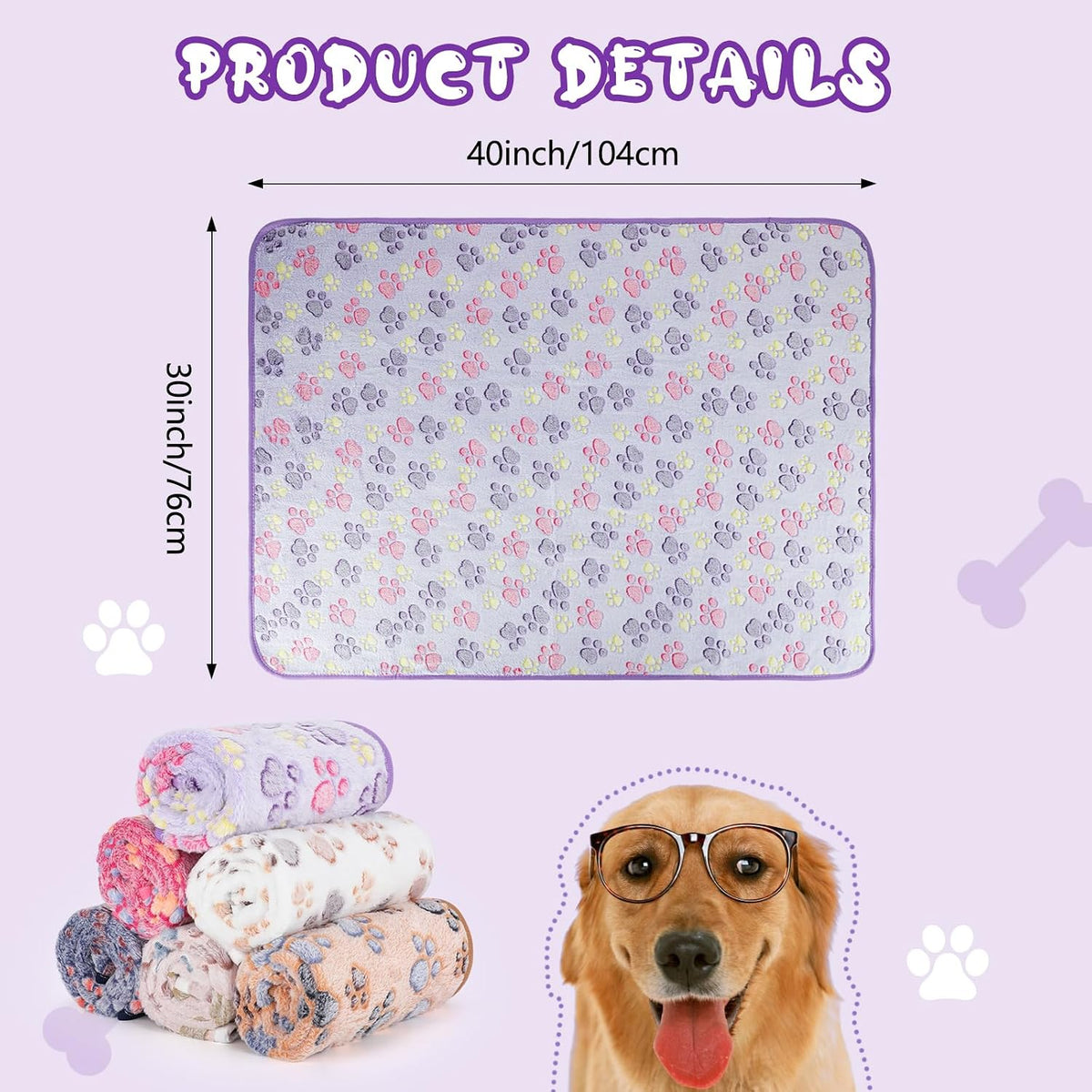 Waterproof Dog Blankets, Washable Reversible Throw 40 x 30 in | White and Coffee Pair, Soft Fleece with Mylar Layer, Machine Washable, Bed Sofa and Car Protection, Medium and Large Dogs