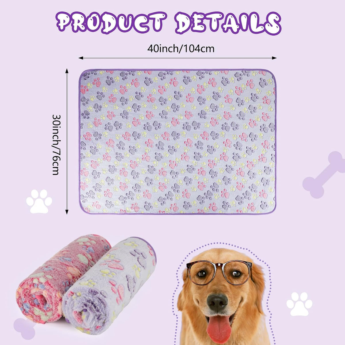 Waterproof Dog Blankets, Washable Reversible Throw 40 x 30 in | White and Coffee Pair, Soft Fleece with Mylar Layer, Machine Washable, Bed Sofa and Car Protection, Medium and Large Dogs